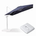 thumbnail image 1 of PURPLE LEAF 9 FT Patio Umbrella With Base White Cantilever Umbrella Square Outdoor Offset Umbrella Windproof with 360° Rotation for Garden Deck Pool, Grey, 1 of 10