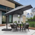 thumbnail image 1 of PURPLE LEAF 9 Feet Patio Umbrella with Base Outdoor Cantilever Square Umbrella Aluminum Offset Umbrella with 360-degree Rotation for Garden Deck Pool Patio Light Grey, 1 of 14