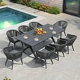 thumbnail image 1 of PURPLE LEAF 9 Pieces Patio Dining Set, Rectangular Aluminum Outdoor Table and 8 Wicker Chairs with Cushions for Garden Kitchen and Porch, Grey, 1 of 9