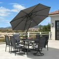 thumbnail image 1 of PURPLE LEAF 9 ft Patio Umbrella Outdoor Market Umbrella w/ Dual Tilt Buttons & Crank, 8 Aluminum Ribs, UV Protection for Garden Deck Pool Patio - Gray, 1 of 7