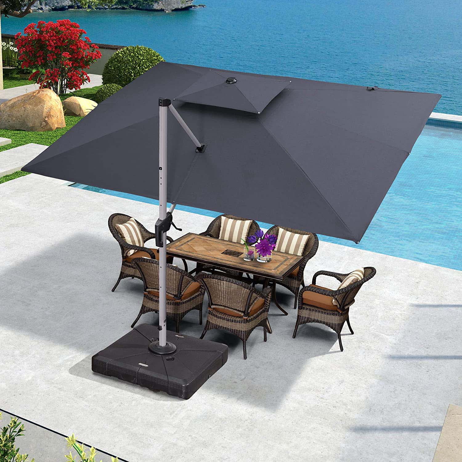 PURPLE LEAF 9 x 12 ft Rectangle Doubletop Vented Patio Umbrella