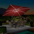 thumbnail image 1 of PURPLE LEAF 9 x 12FT Deluxe Rectangle Solar Powered LED Patio Umbrella with Base, Large Offset Cantilever Umbrella with 360° Rotation, Terra, 1 of 15