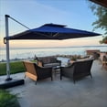 thumbnail image 1 of Purple Leaf 9x12ft Outdoor Patio Umbrella - Offset Cantilever Design with 360° Rotation, Navy Blue Rectangle Market Umbrella for Deck, Pool, and Garden, 1 of 14