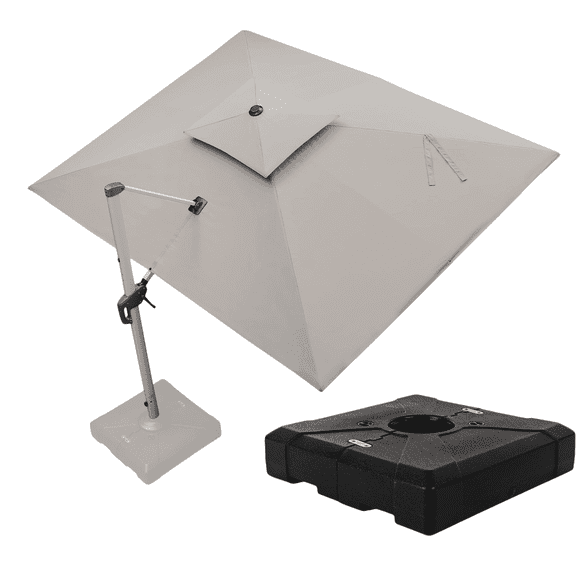 Purple Leaf 9x12ft Outdoor Patio Umbrella - Offset Cantilever Design with 360° Rotation, Beige Rectangle Market Umbrella for Deck, Pool, and Garden