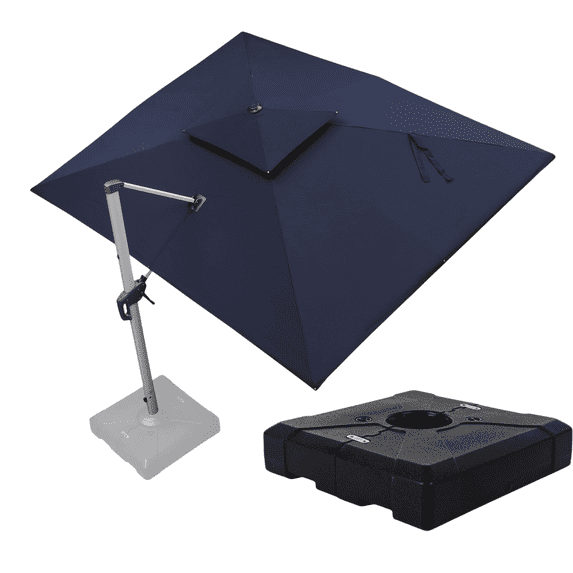 Purple Leaf 9x12ft Outdoor Patio Umbrella - Offset Cantilever Design with 360° Rotation, Navy Blue Rectangle Market Umbrella for Deck, Pool, and Garden
