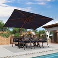 thumbnail image 1 of PURPLE LEAF  9 x 12ft Rectangle Wood Pattern Patio Cantilever Umbrella Navy Blue, 1 of 5