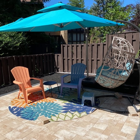 Purple Leaf 9ft Outdoor Patio Umbrella - Offset Cantilever Design with 360° Rotation, Turquoise Blue Square Market Umbrella for Deck, Pool, and Garden