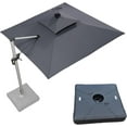 thumbnail image 1 of PURPLE LEAF 9FT Deluxe Square Solar Powered LED Patio Umbrella with Base, Large Offset Cantilever Umbrella with 360° Rotation, Gray, 1 of 16
