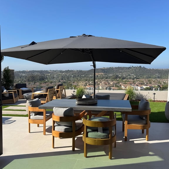 PURPLE LEAF 9x12 Ft Cantilever Umbrella Left-right Tilting Swivel Large Square Patio Umbrella Outdoor Offset Aluminum Umbrella with 360°Rotation Adjustable Garden,Gray