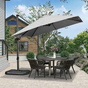 PURPLE LEAF 9x9 Ft Cantilever Umbrella Square Outdoor Patio Umbrella Large Offset Hanging Umbrella Aluminum Umbrella with 360°Rotation Adjustable Garden Pool Umbrella,Light Gray
