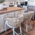 thumbnail image 1 of PURPLE LEAF Counter Height Bar Stools Set of 2 Patio Rattan Bar Stool Chairs Outdoor Modern Boho Barstools with Backs and Ergonomic Armrest for Balcony Garden Indoor Kitchen Island, Champagne, 1 of 9