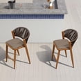 thumbnail image 1 of PURPLE LEAF Counter Height Stool Set of 2 Modern Aluminum Rattan Wicker Outdoor Barstools with Backrest and Cushion for Kitchen Lawn Pool Bar Chairs, Brown, 1 of 10