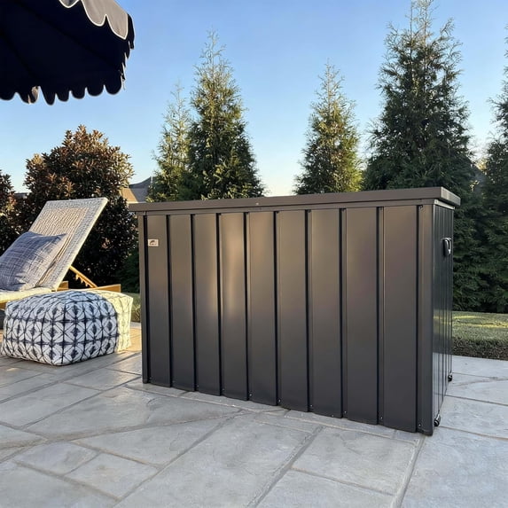 PURPLE LEAF Deck Box 160 Gallon Outdoor Waterproof Lockable Storage Box with Lid Deck Organization for Patio Cushions Side Table Pool Accessories Garden Tools, Gray