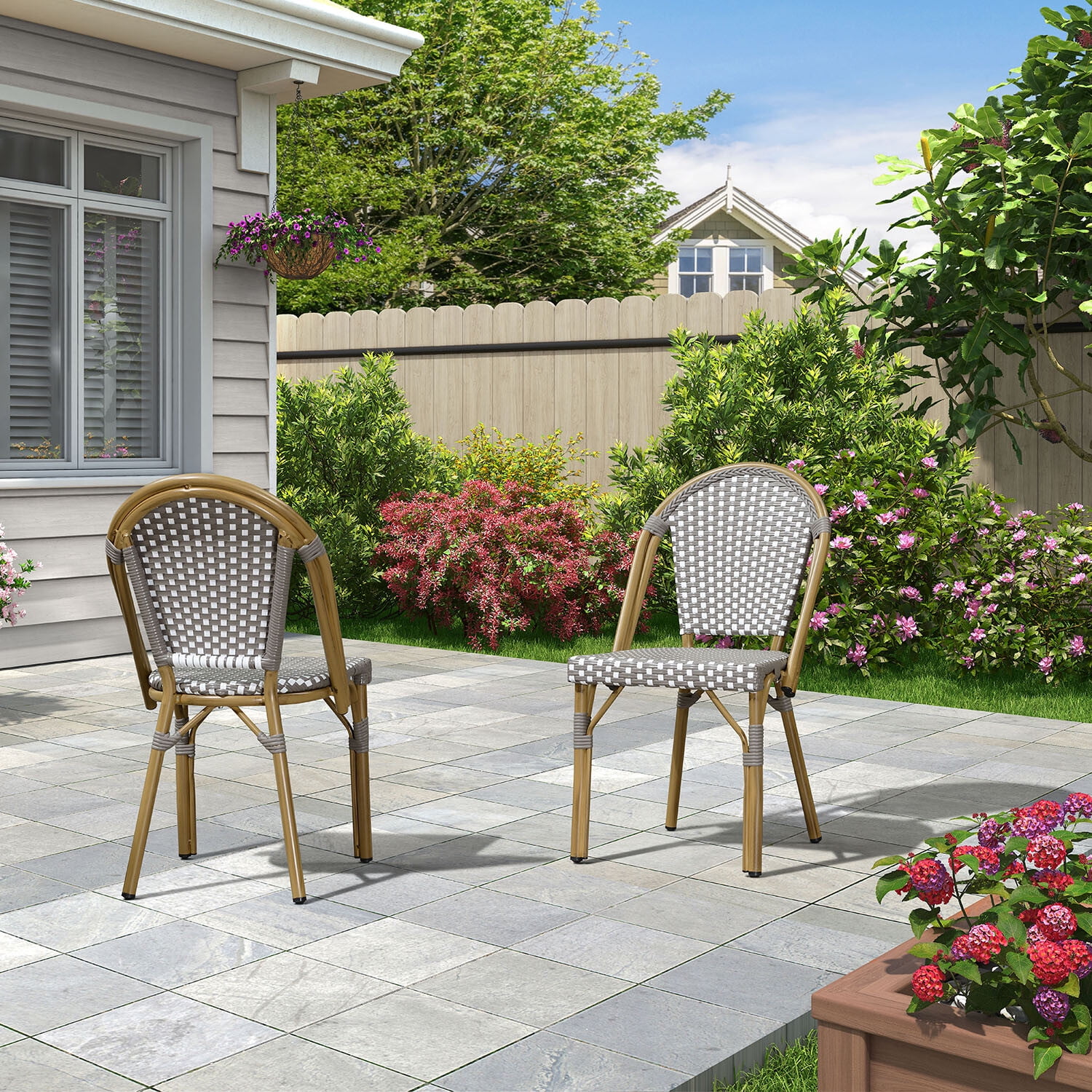 PURPLE LEAF Dining Chair Set of 2 Outdoor Dining Chairs French Hand