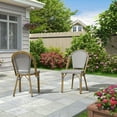 thumbnail image 1 of PURPLE LEAF Dining Chair Set of 2 Outdoor Dining Chairs French Hand-Woven Wicker Bamboo Print Finish Armless Chairs for Patio Porch Garden Indoor, Gray, 1 of 5