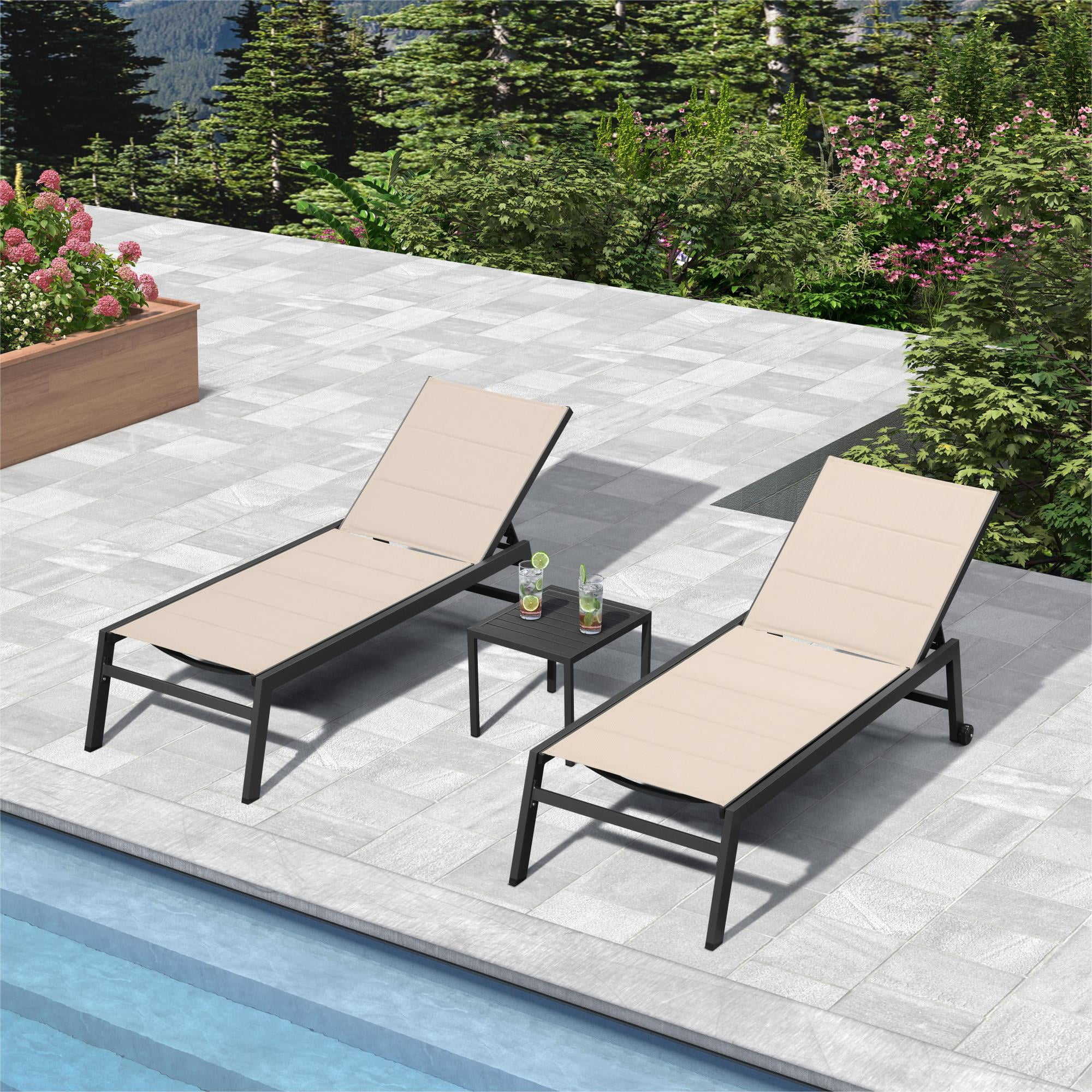 PURPLE LEAF Extra Large Outdoor Chaise Lounge 2 Pieces Aluminum Lounge ...