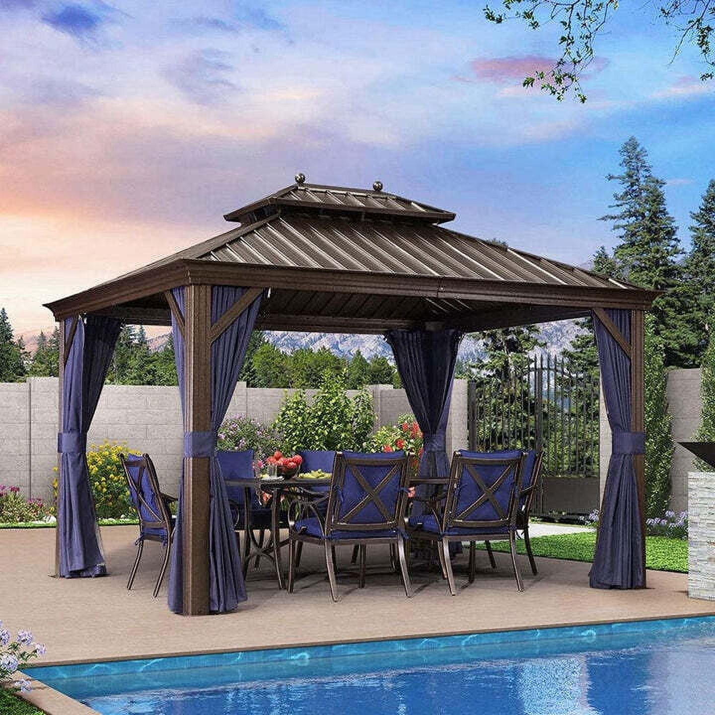 PURPLE LEAF Gazebo 10' X 12' Outdoor Metal Gazebo Hardtop Gazebo