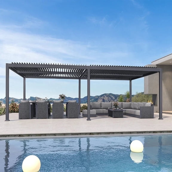 PURPLE LEAF Louvered Pergola 13' x 25' Large Patio Aluminum Pergola Modern Outdoor Pergolas with Adjustable Hardtop Roof for Outdoor Kitchen Pool Cabana