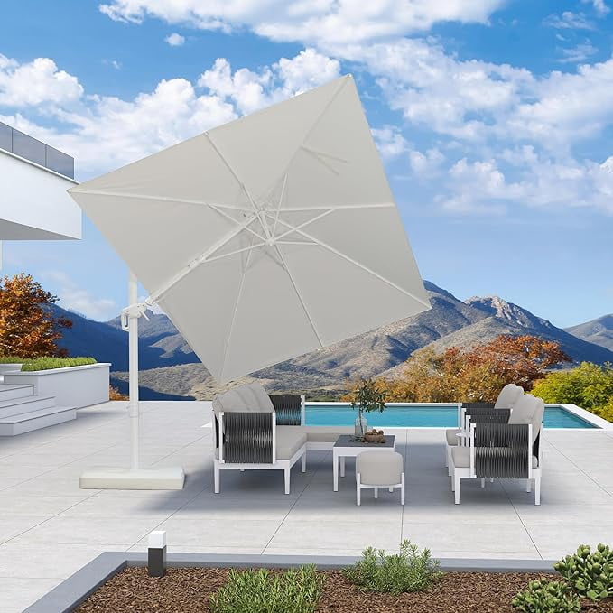 cloud mountain 10 ft cantilever patio umbrella cantilever COSIEST Offset with Wood Grain, Outdoor Umbrella with 360-degree Rotation, Handy Crank, UV & Waterproof Canopy, for Backyard, Pool, GardenPatio : Patio, Lawn & Garden Fully adjustable with smooth rotation and 5 Heavy Duty Cantilever Umbrella