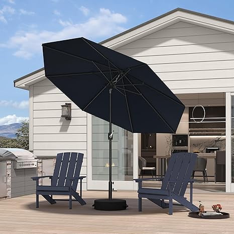 PURPLE LEAF OUTDOOR 7.5ft Round Patio Umbrella Outdoor Table Umbrella Aluminum Frame Market Umbrella Sun Umbrella for Garden Deck Lawn Pool Navy Blue