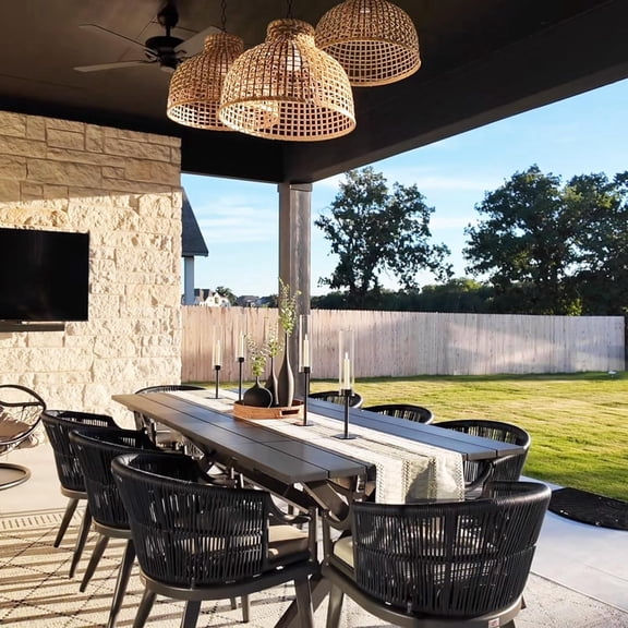 PURPLE LEAF OUTDOOR 7 Pieces Outdoor Dining Set All Weather Wicker Patio Dining Set with Rectangular Aluminum Table and Modern Armrest Dining Chairs for Garden Deck Backyard Kitchen, Grey