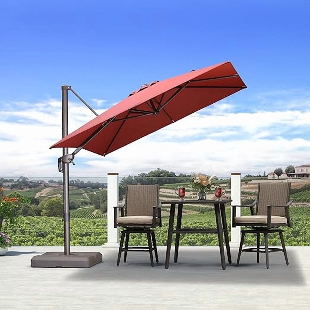PURPLE LEAF OUTDOOR 8' X 8' Cantilever Patio Umbrella Antique Bronze Square Umbrella with 360° Rotation and Aluminum Offset Hanging Outdoor Umbrella for Pool Garden Backyard Deck, Brick Red