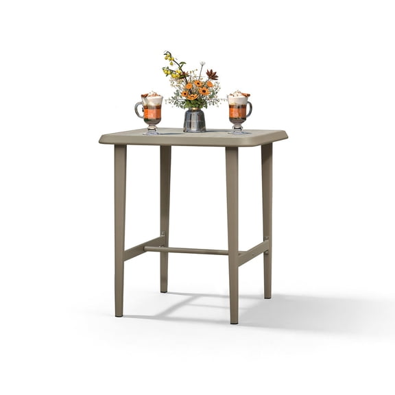 PURPLE LEAF OUTDOOR Aluminum Counter Height Bar Stools Table with Shelve Pub High Table for Patio Poolside Champagne