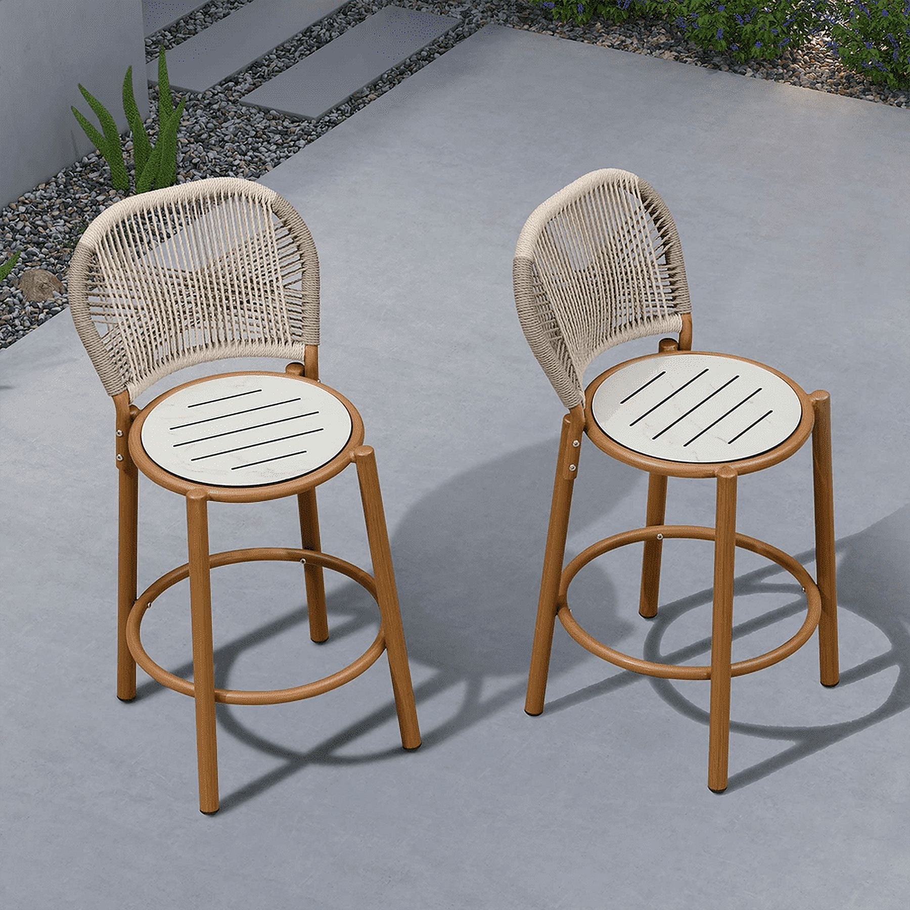 PURPLE LEAF Outdoor Bar Stools Set Patio Bar Chairs Counter Height 