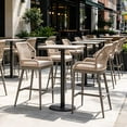 thumbnail image 1 of PURPLE LEAF Outdoor Bar Stools Set of 2, Rattan Woven Aluminum Boho Style with Back and Cushion, All-Weather, for Garden, Kitchen Island, Patio, 1 of 10