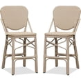 thumbnail image 1 of PURPLE LEAF Outdoor Bar Stools Set of 2, PU Leather Bar Height Chairs with Aluminum Frame, Patio Bar Set for Poolside, Garden, Kitchen - Black, 1 of 8