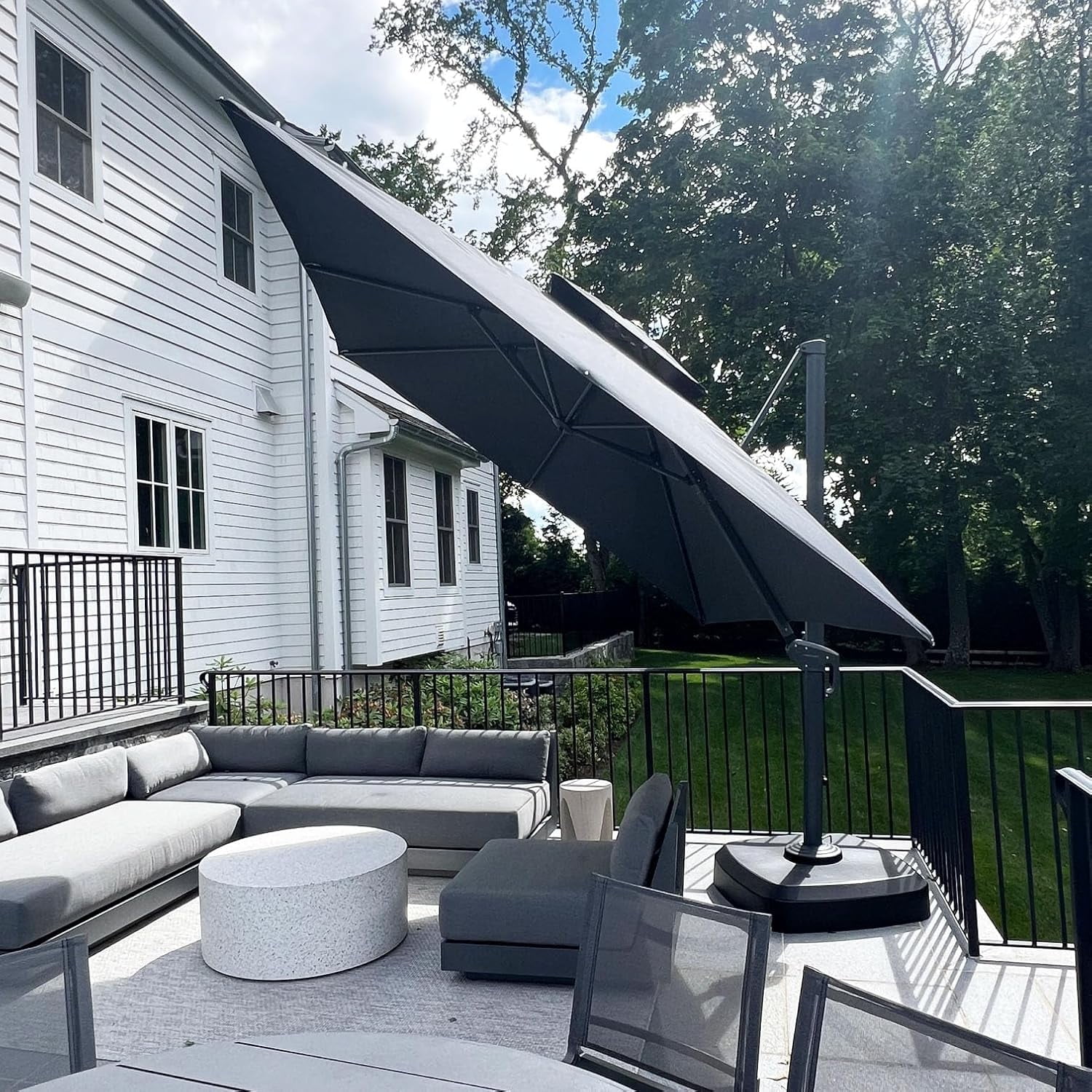 PURPLE LEAF Outdoor Cantilever Umbrellas 10X13FT Rectangle Large Patio