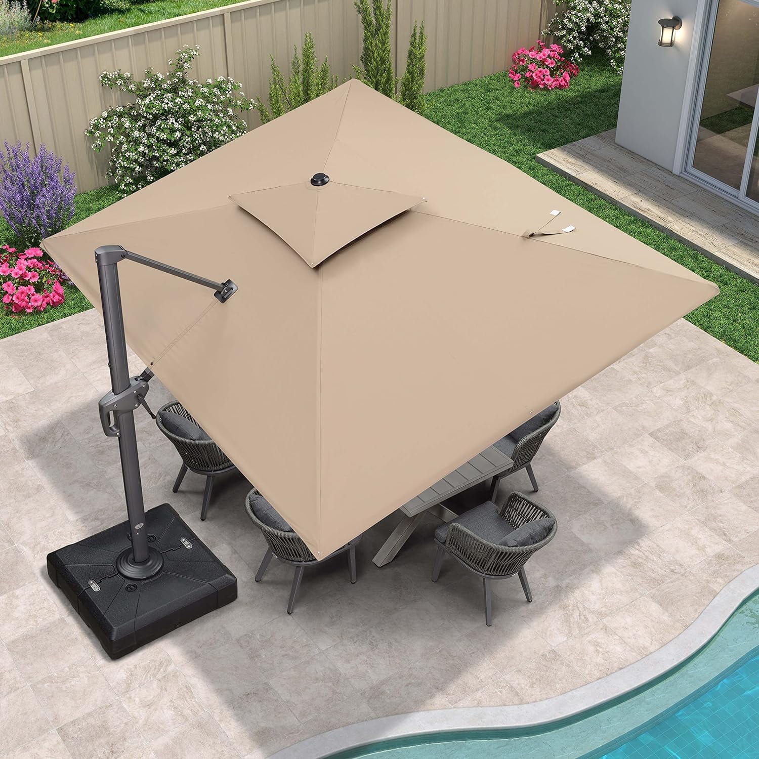PURPLE LEAF Outdoor Cantilever Umbrellas 9' X 12' Rectangle Large Patio ...