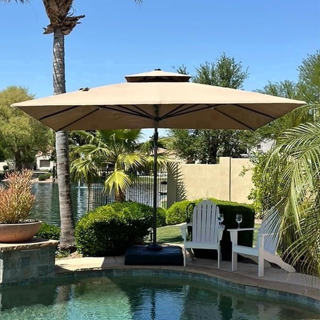 PURPLE LEAF Outdoor Cantilever Umbrellas 9' X 12' Rectangle Large Patio Umbrella Offset Umbrella with 360°Rotation Tilting And Hanging Double Top, Taupe