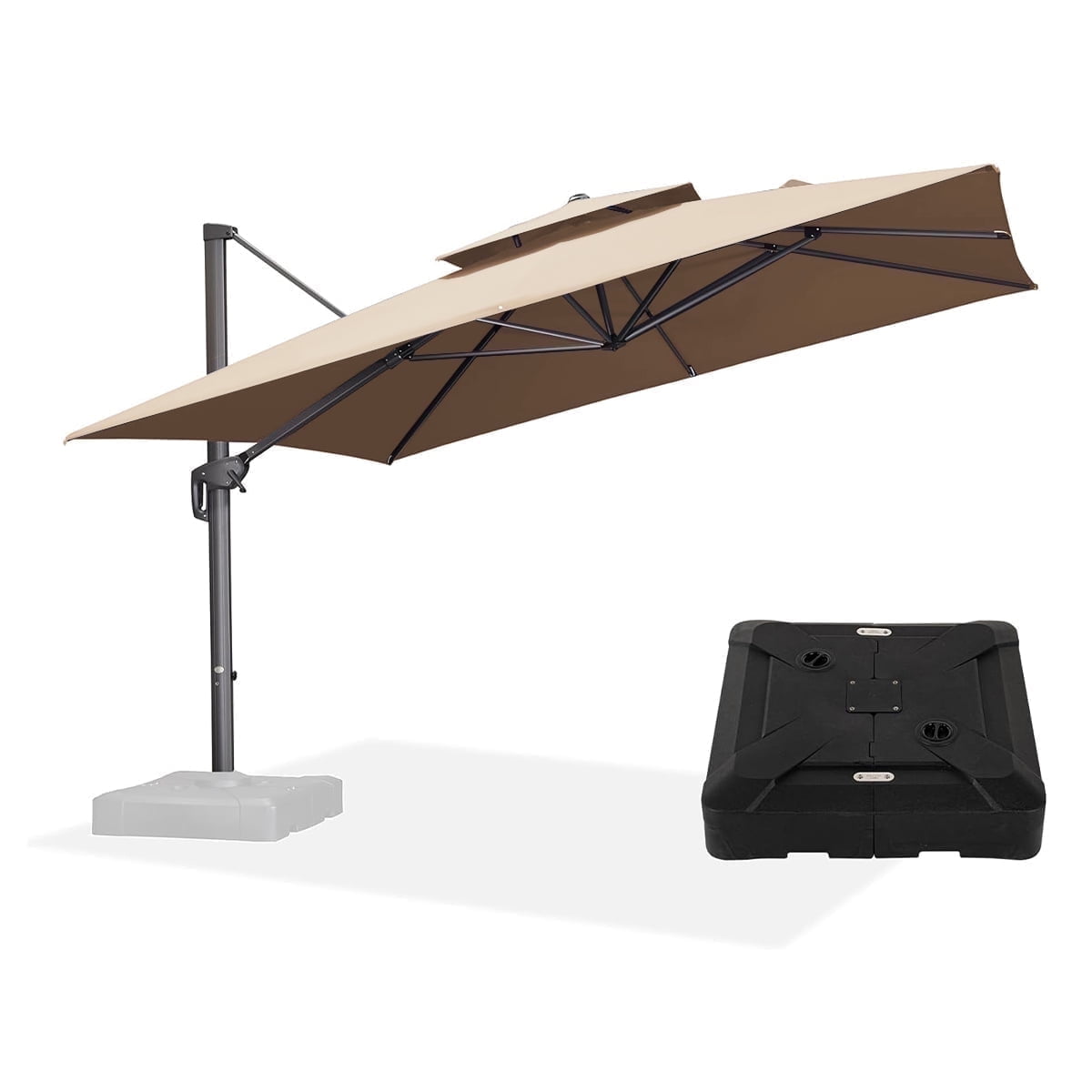 PURPLE LEAF Outdoor Cantilever Umbrellas with Base Square Large Patio ...