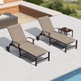 thumbnail image 1 of PURPLE LEAF Outdoor Chaise Lounge Chair Set of 3 with Side Table and Wheels Adjustable Aluminum Chairs Light Khaki for Outside Yard Patio Pool Garden Beach, 1 of 9
