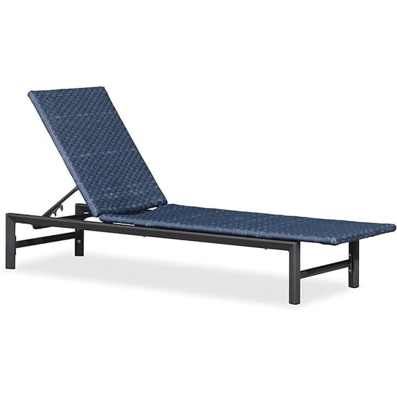 PURPLE LEAF Outdoor Chaise Lounge Set, Patio Wicker Poolside Chairs with Adjustable Backrest, Aluminum Sun Loungers for Garden, Backyard, Poolside ,Navy Blue