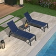 thumbnail image 1 of PURPLE LEAF Outdoor Chaise Lounge Set of 3 Aluminum Patio Lounge Chair with Wheels and Side Table Pool Chaise Lounge Chair for Outdoor Backyard Poolside Navy Blue, 1 of 8