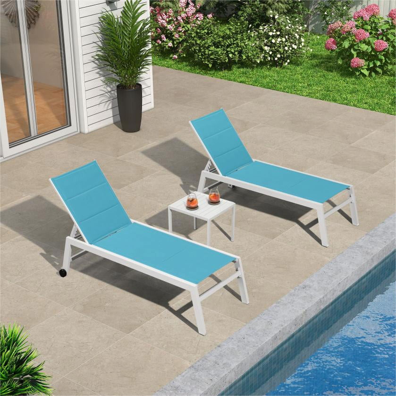 PURPLE LEAF Outdoor Reclining Chaise Lounge Set with Side Table ...