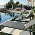 thumbnail image 1 of PURPLE LEAF Outdoor Chaise Lounge Set of 3， Dark Grey Aluminum Lounge Adjustable Chairs with Wheels and Table for Patio Deck Pool Yard，Charcoal Grey, 1 of 7