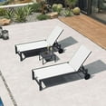 thumbnail image 1 of PURPLE LEAF Outdoor Chaise Lounge Set of 3， Dark Grey Aluminum Lounge Adjustable Chairs with Wheels and Table for Patio Deck Pool Yard，Linen, 1 of 8