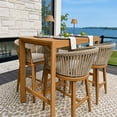 thumbnail image 1 of PURPLE LEAF Outdoor Counter Height Bar Stools Set of 2, Patio Woven Aluminum Barstools Bar Chairs with Back and Cushions for Balcony Garden Indoor Kitchen Outside, Teak, 1 of 10