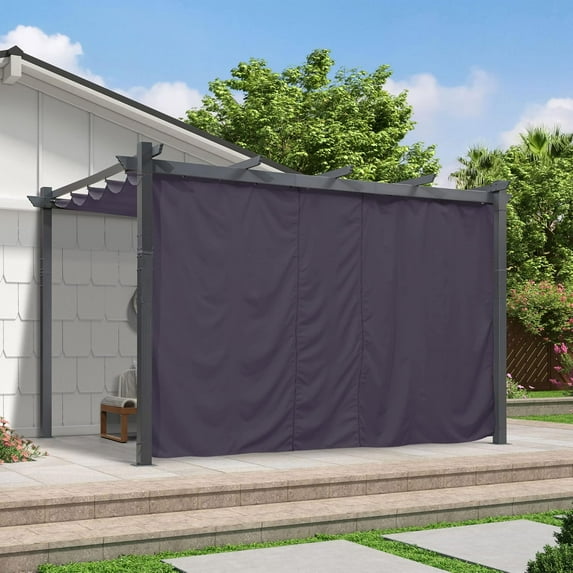 PURPLE LEAF Outdoor Curtains Privacy for 13' Side Pergola with Grommets and Rod Outside Porch Shade Patio Deck Retractable Replacement Gazebo Cabana Curtain Set of 2 Panels 68 x 82 inch Navy Blue