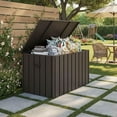 thumbnail image 1 of PURPLE LEAF Outdoor Deck Box 160 Gallon Waterproof Lockable Storage Box Container with Lid Deck Organization for Patio Cushions Side Table Pool Accessories Garden Tools, Brown, 1 of 7