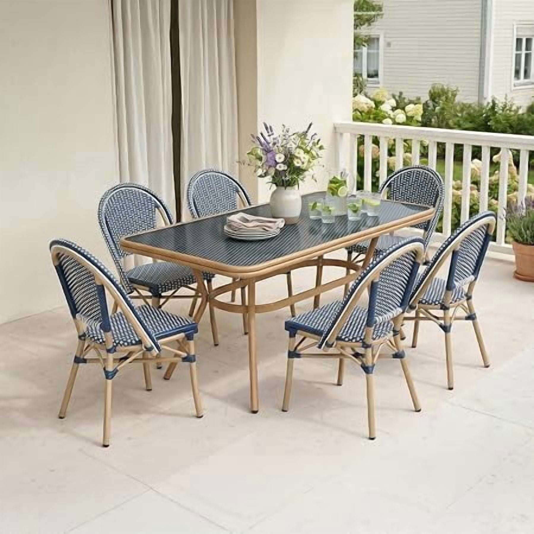 PURPLE LEAF OUTDOOR Dining Set 7-Piece Bistro Dining Set Rectangle ...