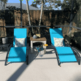 thumbnail image 1 of Purple Leaf Patio Chaise Lounge Set of 3 Outdoor Lounge Chair Beach Pool Sunbathing Lawn Lounger Recliner Chiar Outside Tanning Chairs with Arm for All Weather, Side Table Included, Turquoise Blue, 1 of 12