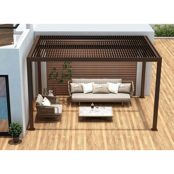 PURPLE LEAF Outdoor Louvered Pergola 11' × 13' Sun Shade Shelter Outside Canopy with Aluminum Adjustable Roof for Pool Hot Tub Beach Deck Backyard Garden Pavilion Patio Hardtop Gazebo