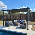 thumbnail image 1 of PURPLE LEAF Outdoor Retractable Pergola with Sun Shade Canopy 10' x 13' Patio Aluminum Pergola Shelter for Backyard Deck Garden Modern Metal Grape Trellis Pergola, Gray, 1 of 11