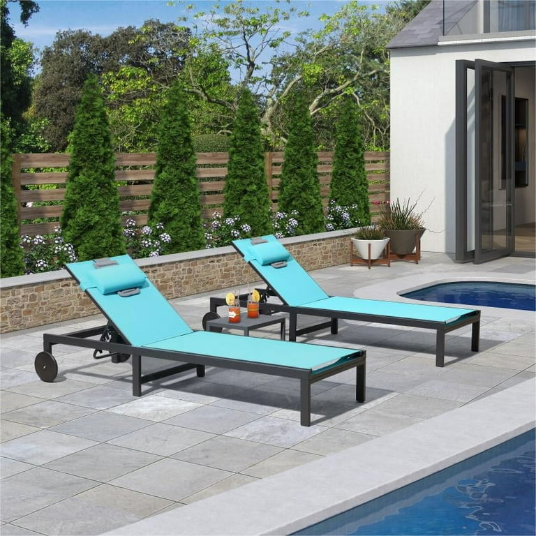 PURPLE LEAF Outdoor Tanning Lounge Chair Set with Face Hole