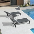 thumbnail image 1 of PURPLE LEAF Oversized 3-Piece Outdoor Lounge Set – Patio Chaise Loungers with Aluminum Frame, Side Table & Wheels for Poolside Sunbathing & Tanning, Includes Pillows，Gray, 1 of 8