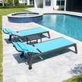 thumbnail image 1 of PURPLE LEAF Oversized 3-Piece Outdoor Lounge Set – Patio Chaise Loungers with Aluminum Frame, Side Table & Wheels for Poolside Sunbathing & Tanning, Includes Pillows, 1 of 9